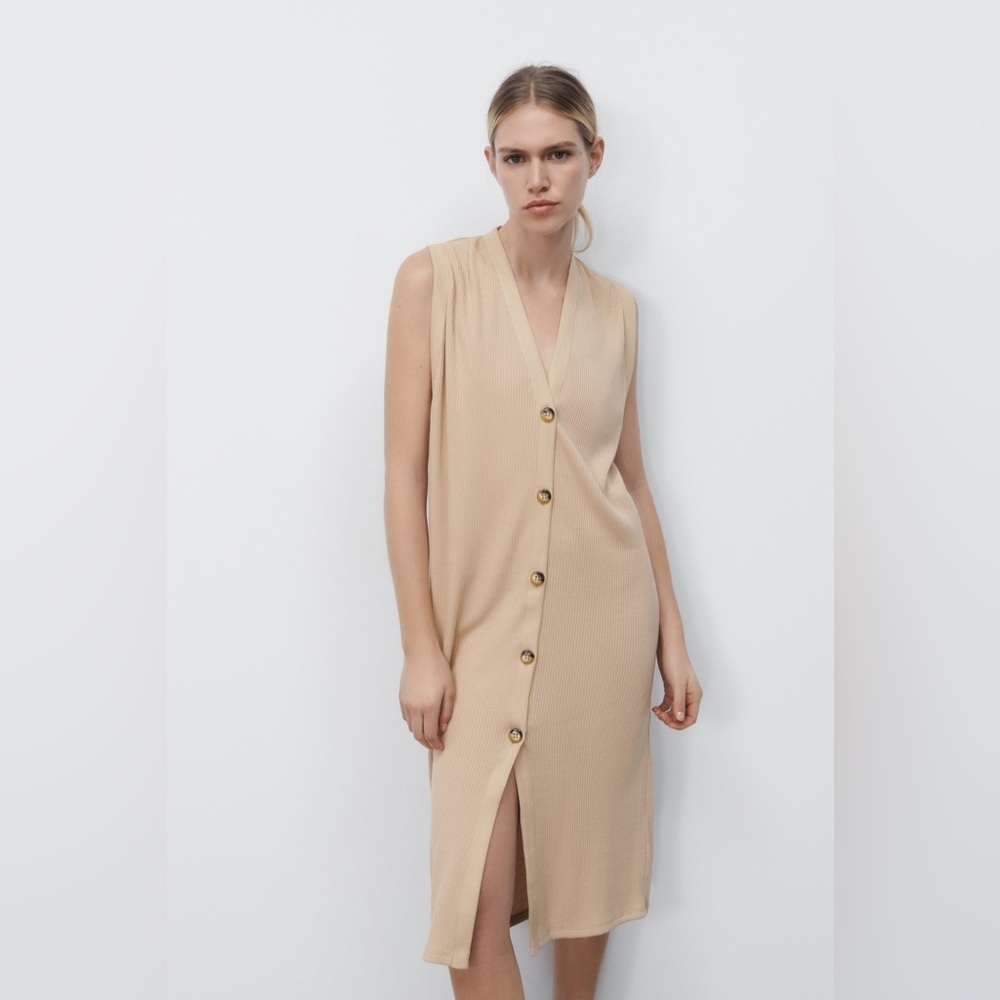 Zara buttoned sleeveless sweater dress